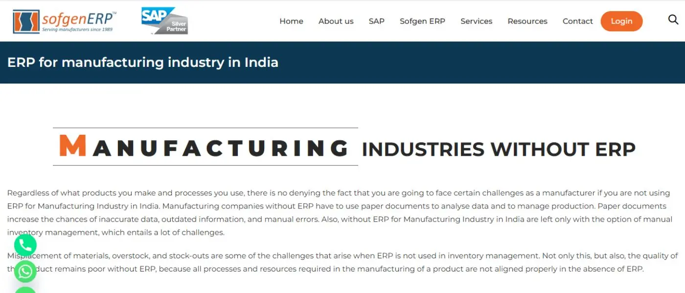 Sofgen ERP for inventory and manufacturing management