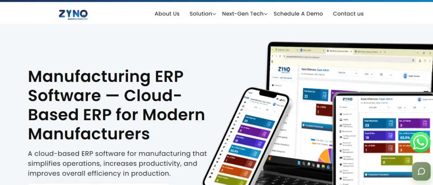 ZYNO ERP with AI-based manufacturing planning tools